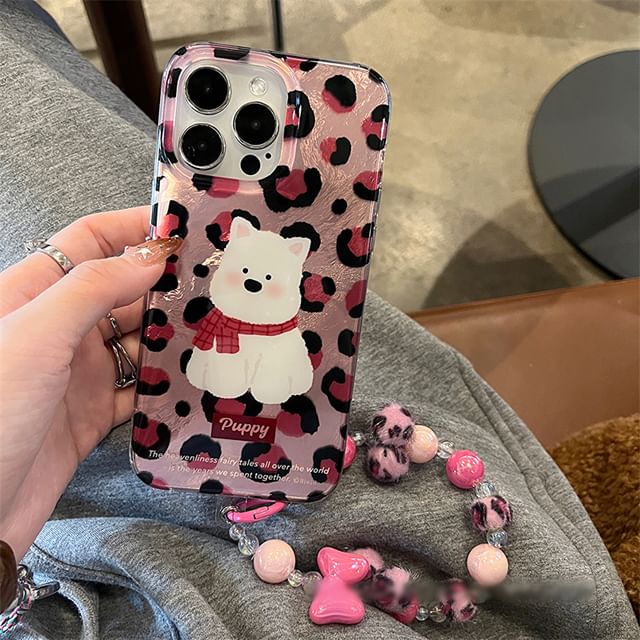 Dog Leopard Case / Strap Print Phone Set