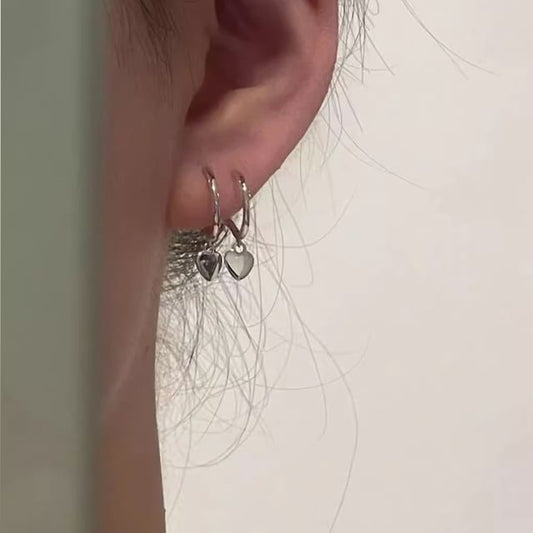925 Heart Hoop Sterling Earring Drop Silver