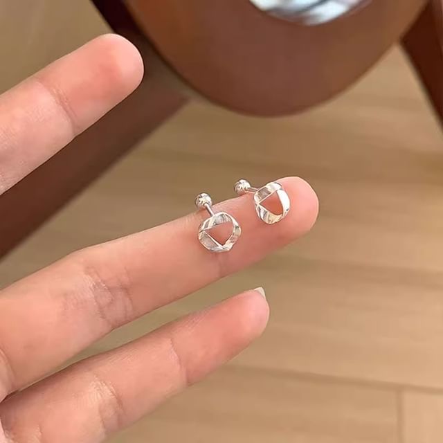 Twisted Earring Silver Barbell 925 Sterling