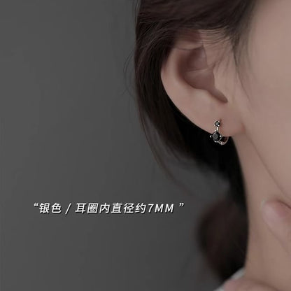 Rhinestone 925 Sterling Earring Huggie Silver