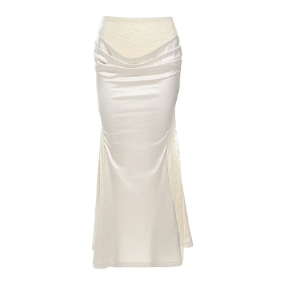Ruffle Off-Shoulder Bustier with Lace Mermaid Skirt