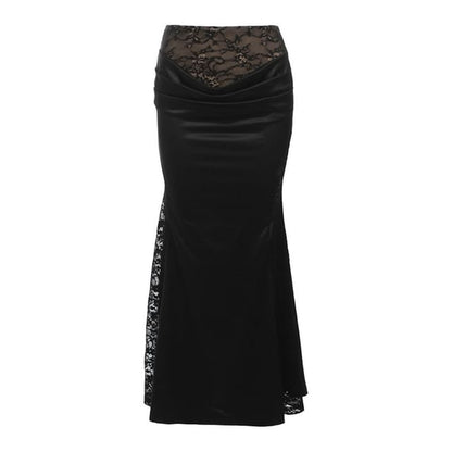 Ruffle Off-Shoulder Bustier with Lace Mermaid Skirt