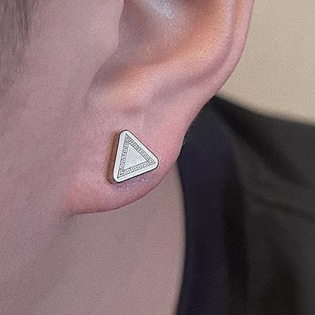 Geometric Alloy Stud Earrings - Triangular Set
