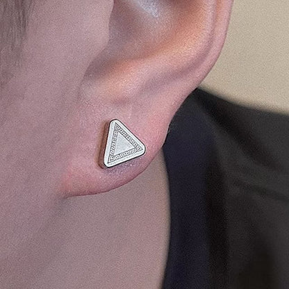 Geometric Alloy Stud Earrings - Triangular Set