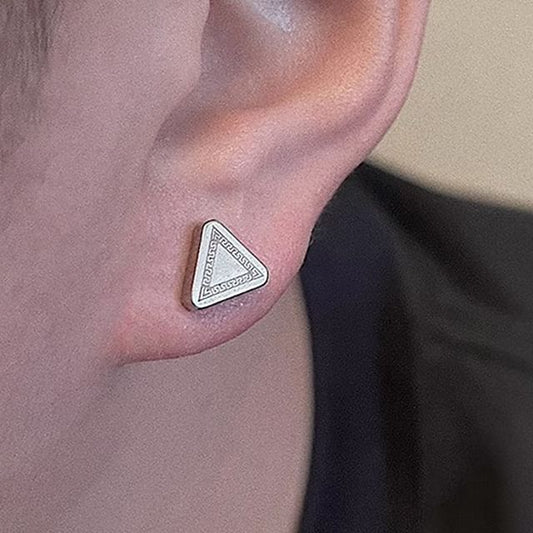 Geometric Alloy Stud Earrings - Triangular Set