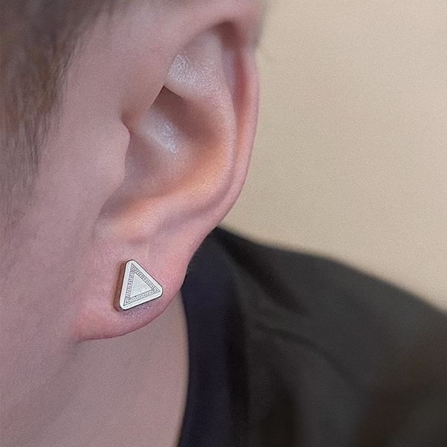 Geometric Alloy Stud Earrings - Triangular Set