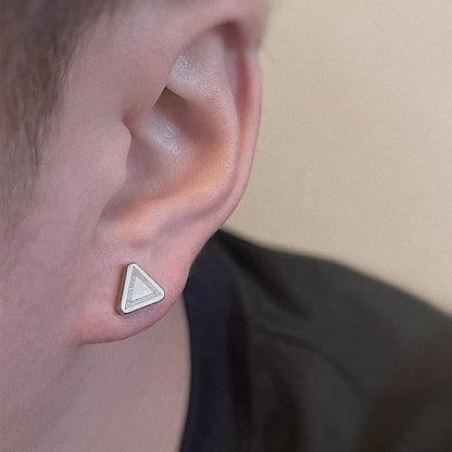 Geometric Alloy Stud Earrings - Triangular Set