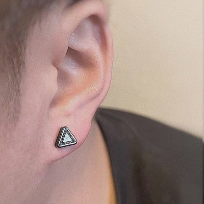 Geometric Alloy Stud Earrings - Triangular Set