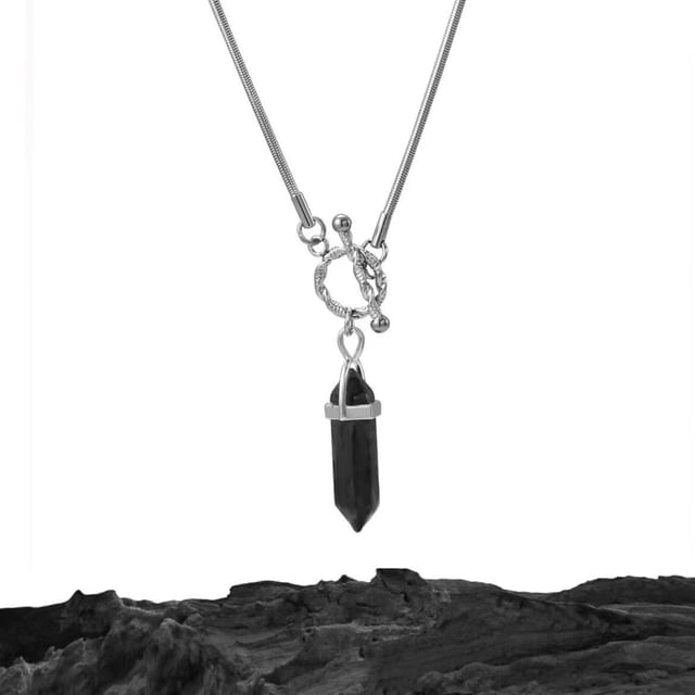 Faux Gemstone Pendant Necklace - Alloy