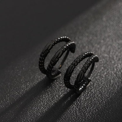 Layered Metal Hoop Earrings - Alloy Set