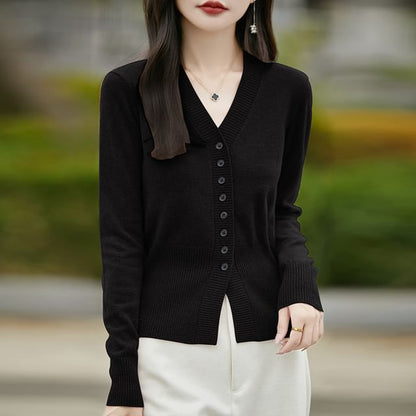 Ribbed V-Neck Cardigan