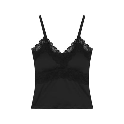 Scoop Neck Loose Tee, Lace Camisole, and Flared Pants Combo