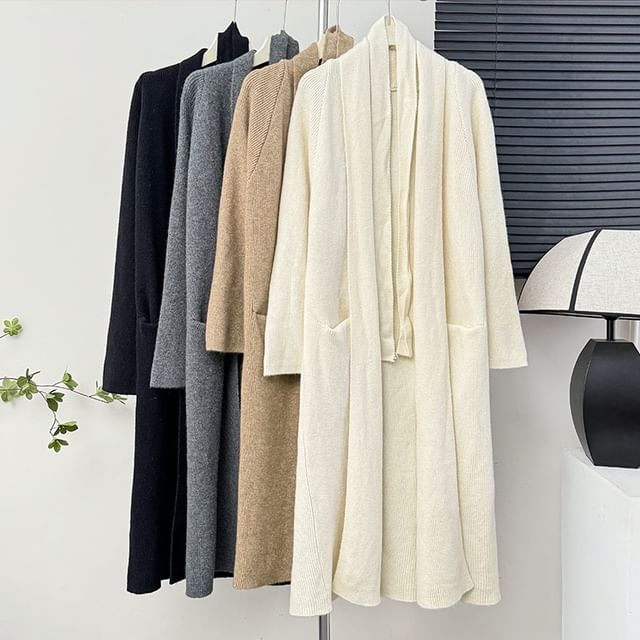 Soft Open-Front Long Cardigan with Sash