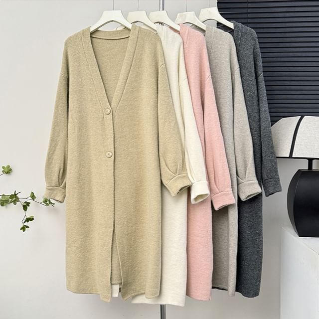 Two-Button V-Neck Long Cardigan - 6 Colors