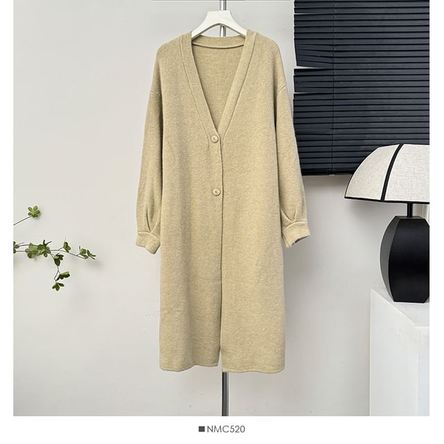 Two-Button V-Neck Long Cardigan - 6 Colors