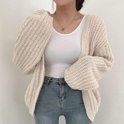 Plain Open Front Cardigan
