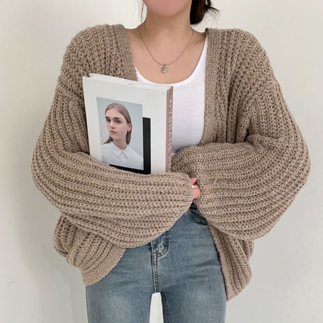 Plain Open Front Cardigan