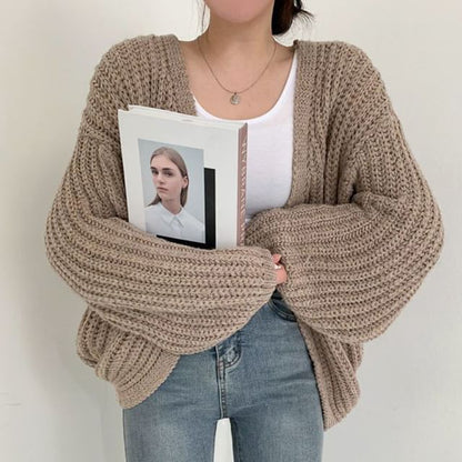 Plain Open Front Cardigan