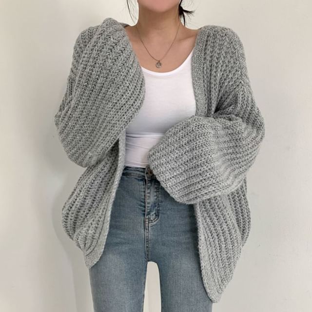 Plain Open Front Cardigan