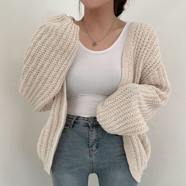 Plain Open Front Cardigan
