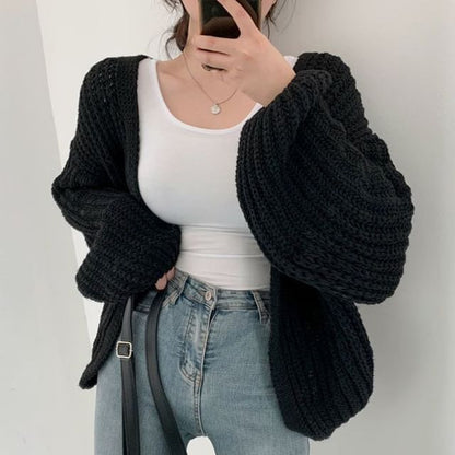 Plain Open Front Cardigan