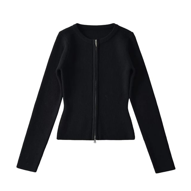 Plain Zip-Up Cardigan