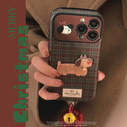 Plaid / Phone Charm Pom Set Case Bell Dog