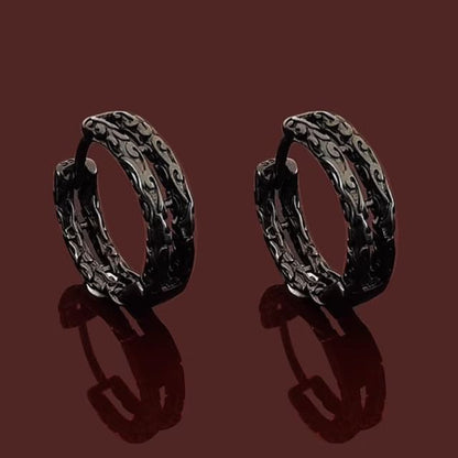 Textured Silver Hoop Earrings - Stainless Steel