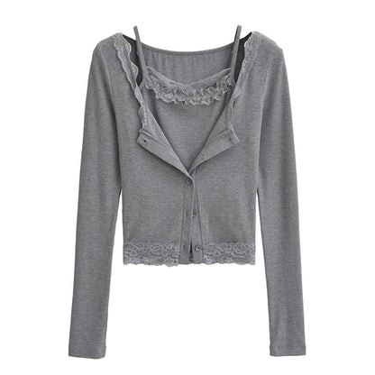 Lace Cami and Cropped Cardigan Set