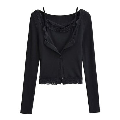 Lace Cami and Cropped Cardigan Set