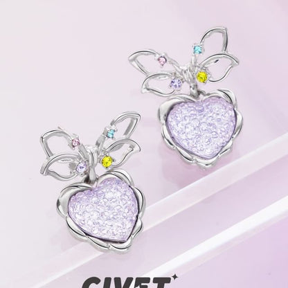 Alloy Drop Bow Heart Earring