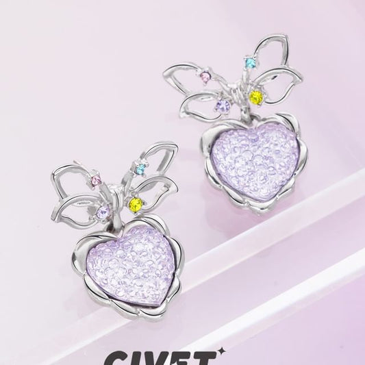 Alloy Drop Bow Heart Earring
