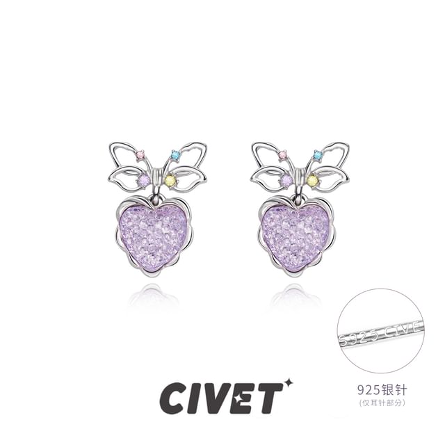 Alloy Drop Bow Heart Earring