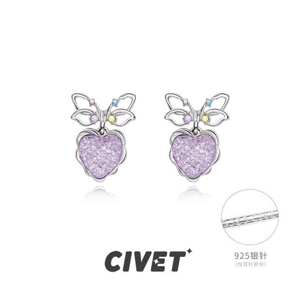 Alloy Drop Bow Heart Earring