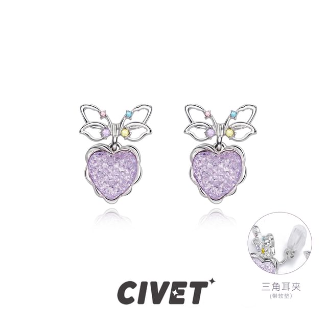 Alloy Drop Bow Heart Earring