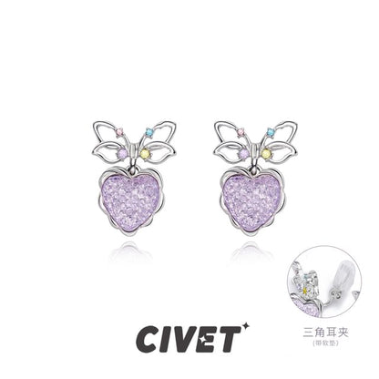 Alloy Drop Bow Heart Earring