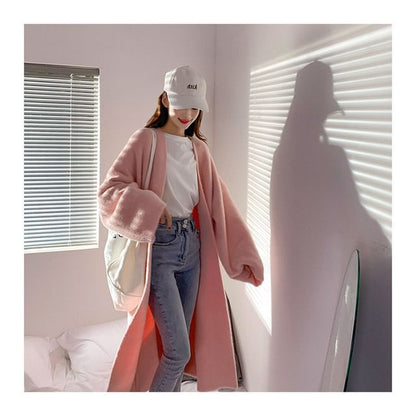 Plain Open Front Long Cardigan