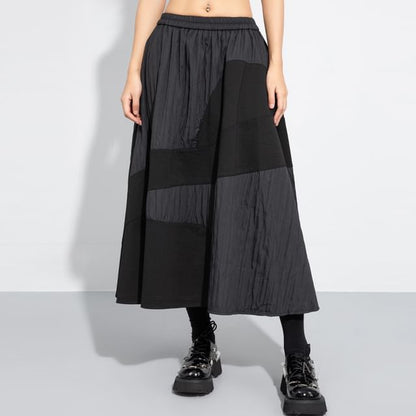 Plain Panel Midi Skirt with Elastic Waist