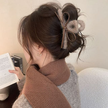 Bow Leather Claw Faux Hair