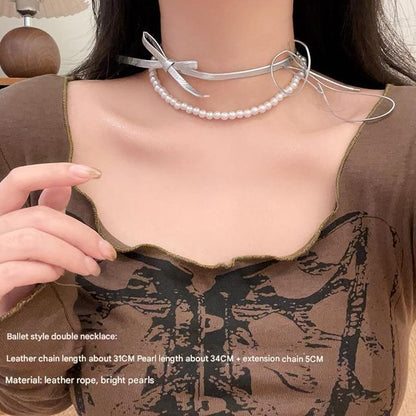 Necklace Heart / Layered Braded Set