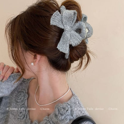 Acrylic Bow Hair Knit Clip Claw