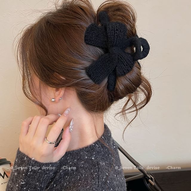 Acrylic Bow Hair Knit Clip Claw