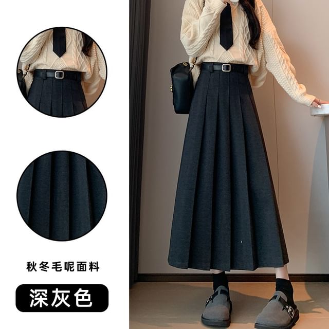 Accordion Pleated Midi Skirt with High Waist