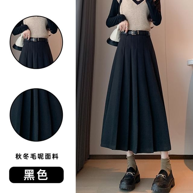 Accordion Pleated Midi Skirt with High Waist