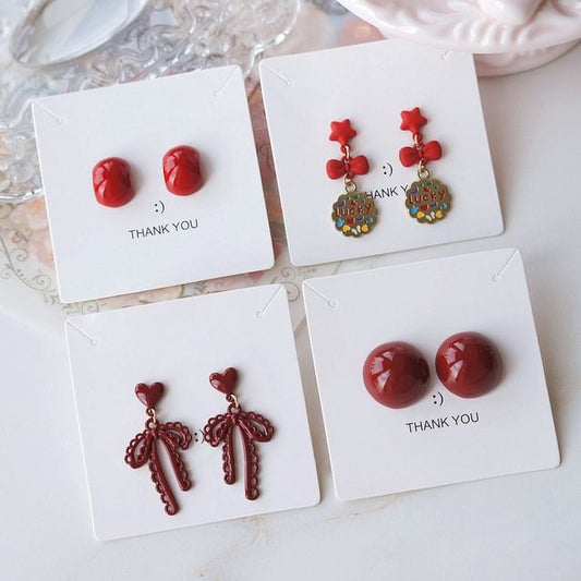 Stud / Drop Plain Ear Earring Bow Clip-On