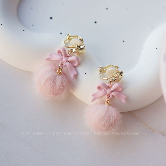 / Pom Drop Clip-On Earring