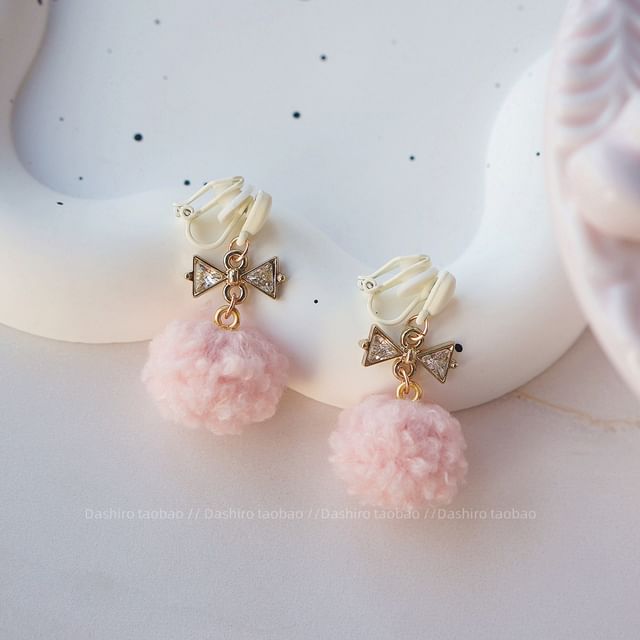 / Pom Drop Clip-On Earring