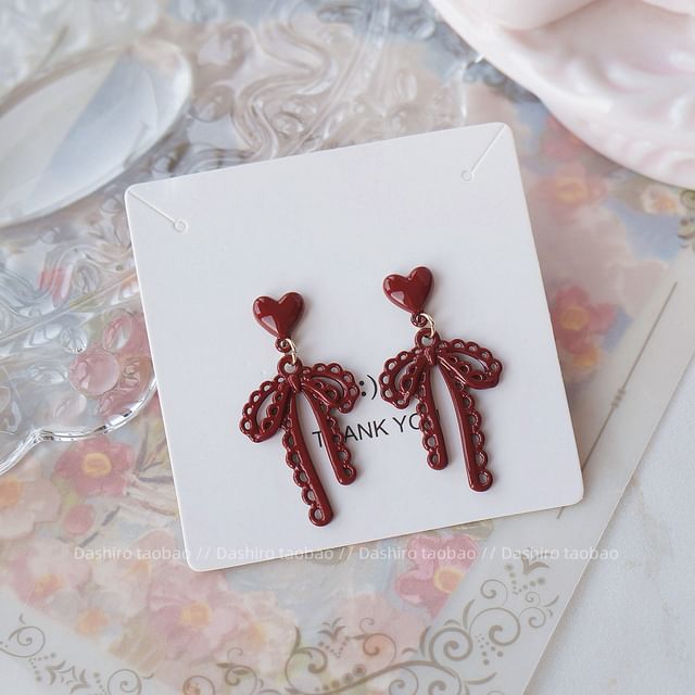 Stud / Drop Plain Ear Earring Bow Clip-On