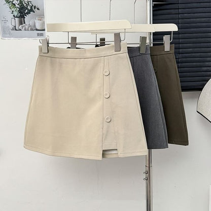 Asymmetrical High-Rise A-Line Mini Skirt