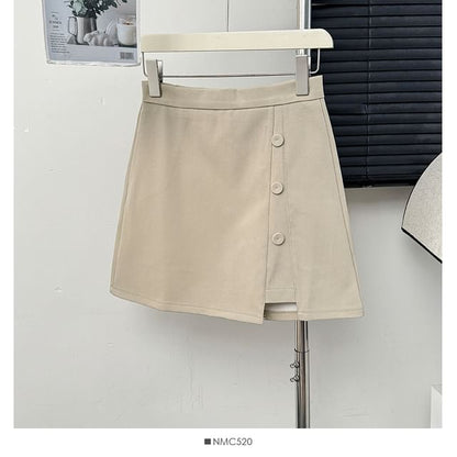 Asymmetrical High-Rise A-Line Mini Skirt